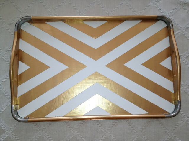 Shimmer and Stripes Golden Serving Tray