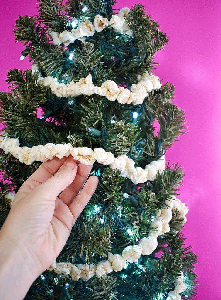 Artificial Popcorn Garland Made from Spray Insulation