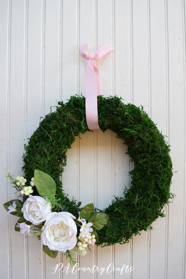Gorgeous Green Moss and White Peony Wreath
