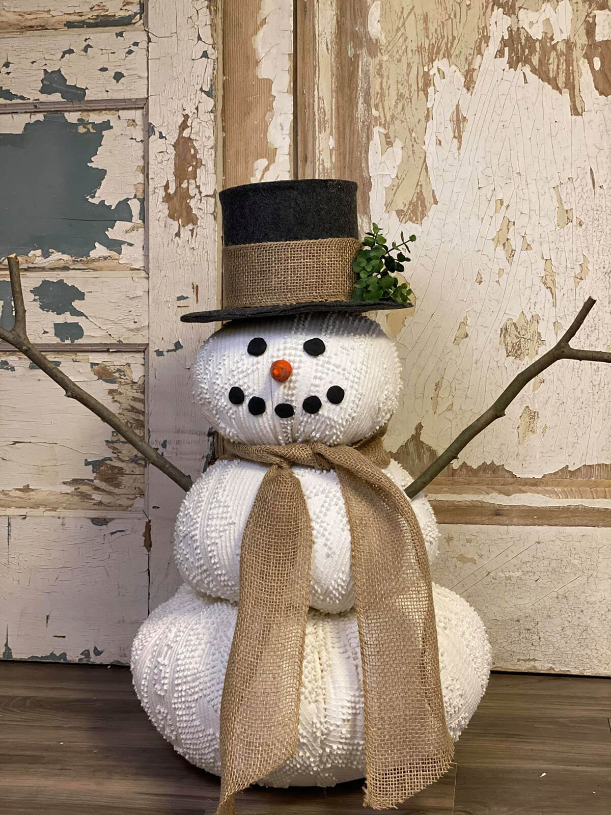 Handmade DIY Fabric Snowman Design