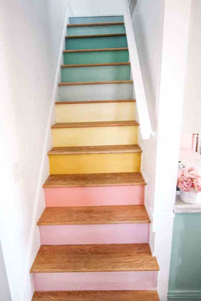 Unique Rainbow Painted Stairs Design