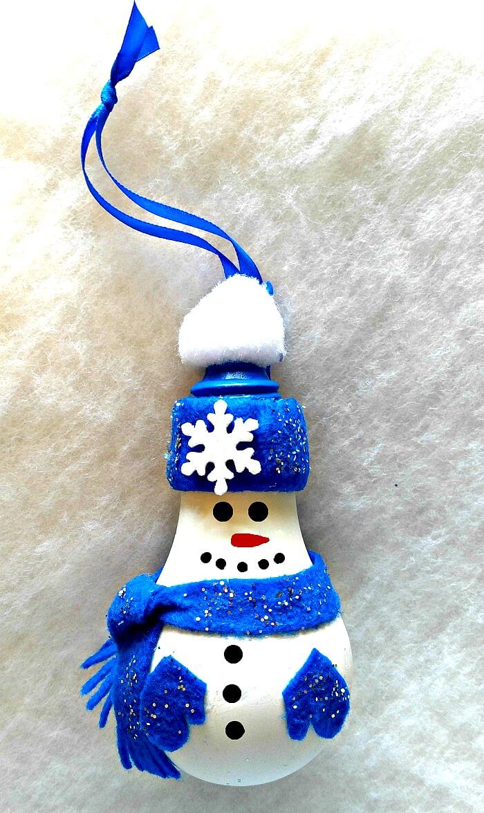 Festive Lightbulb Snowman Tree Ornament