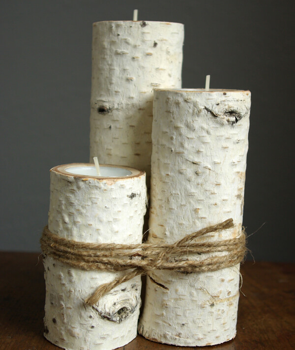 Birch Wood DIY Tealight Candle Holders