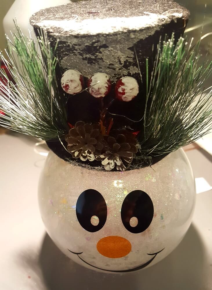 Fish Bowl Glitter and Lights Snowman