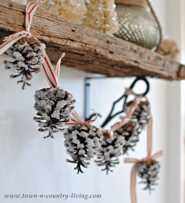 Snowy Pinecone Handmade Christmas Garland Decor