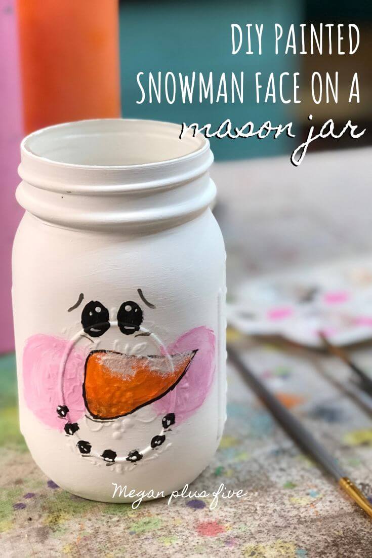 DIY Painted Snowman Mason Jar