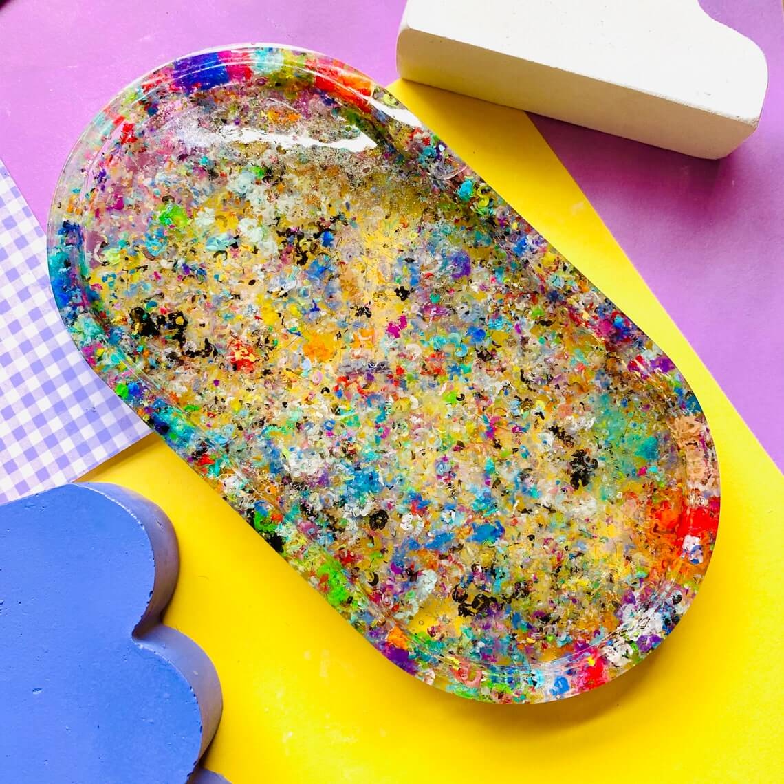 Multicolored Recycled Polymer Resin Tray