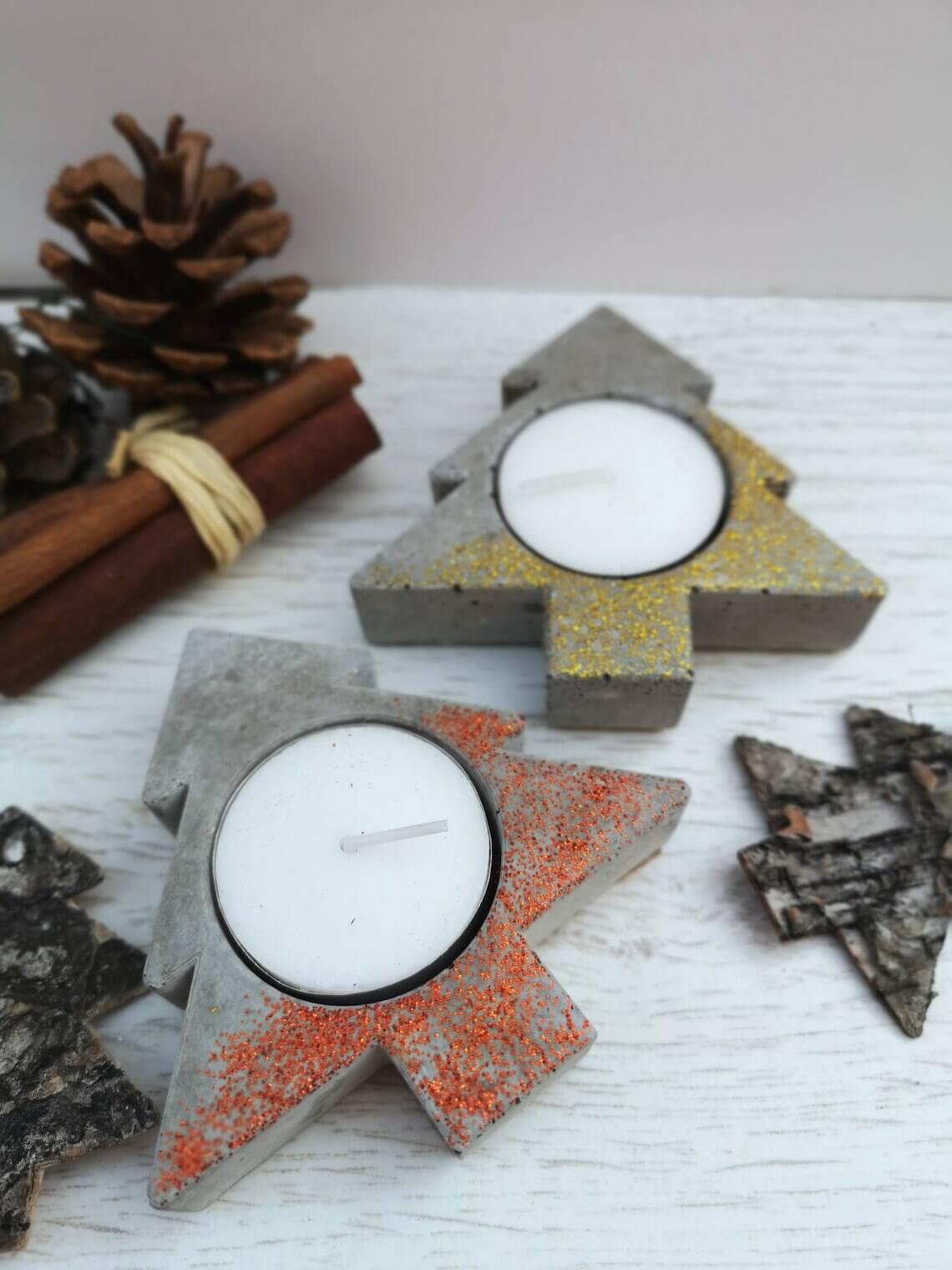 Concrete Christmas Tree Tealight Holders