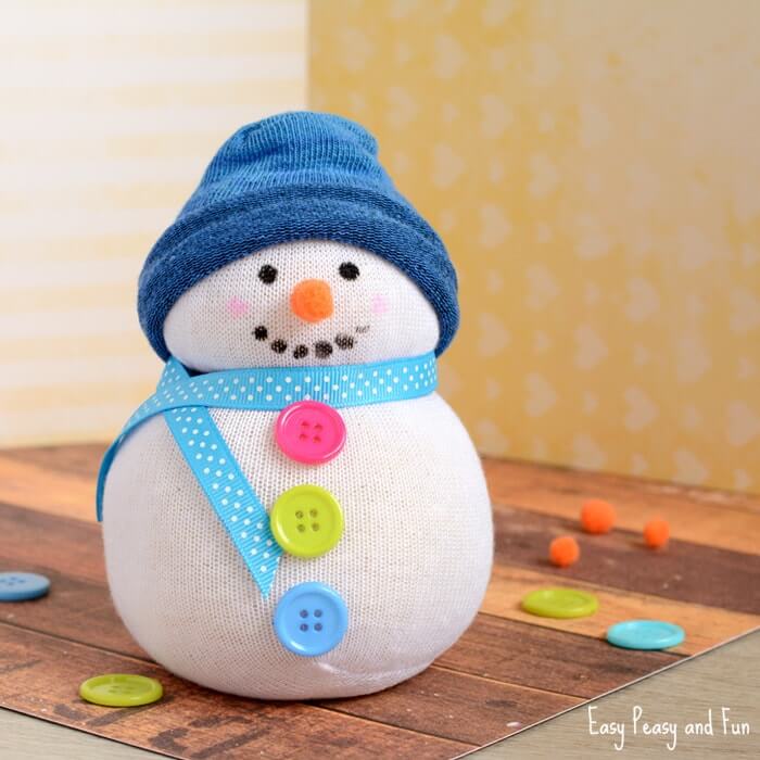 Cute No-Sew Sock Snowman Craft