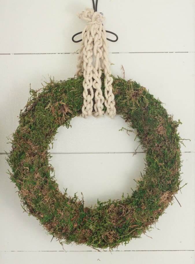 Understated Beauty Moss Wreath with Rope Hanger