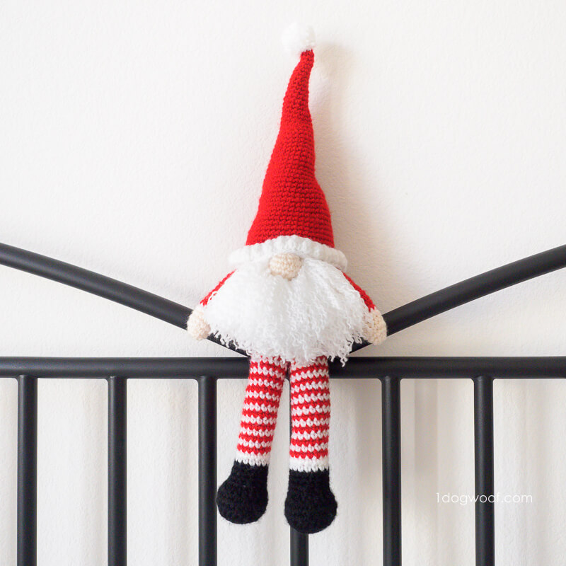 Crocheted Sitting Scandinavian Santa Gnome