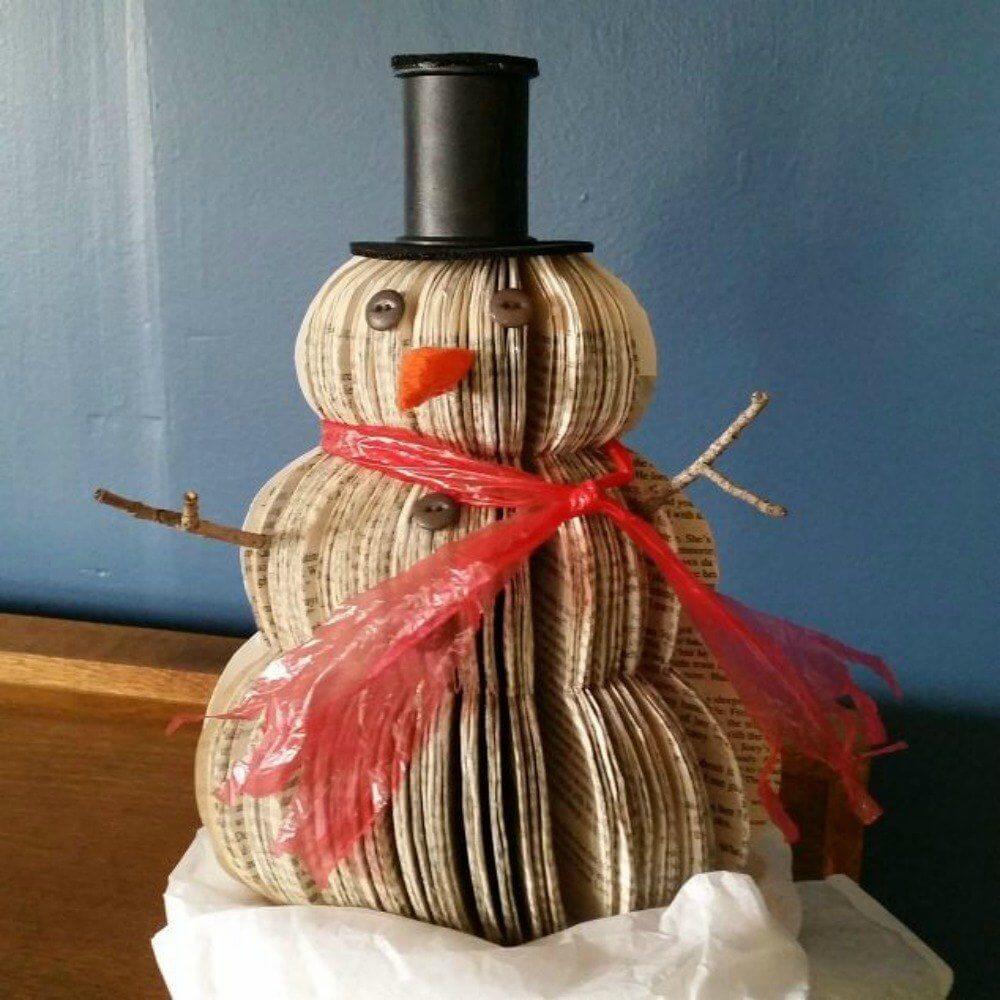 Upcycled Book Snowman Decorative Project