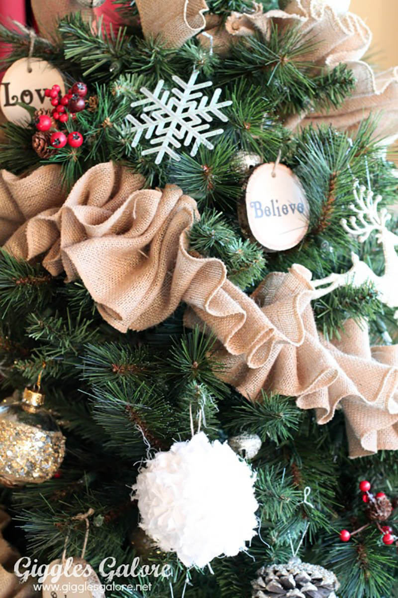 Beautiful Ruffled Burlap Christmas Tree Garland