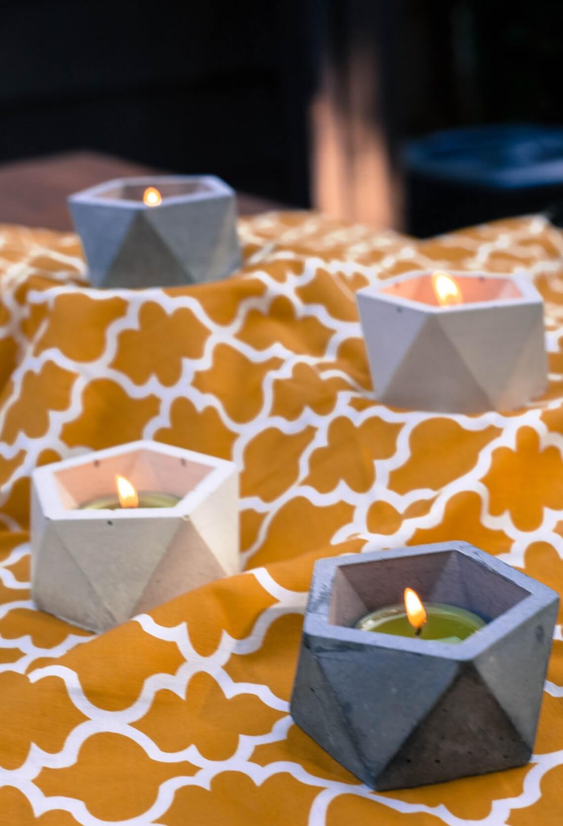 Multi-Sized Concrete Tealight Candle Holder Set