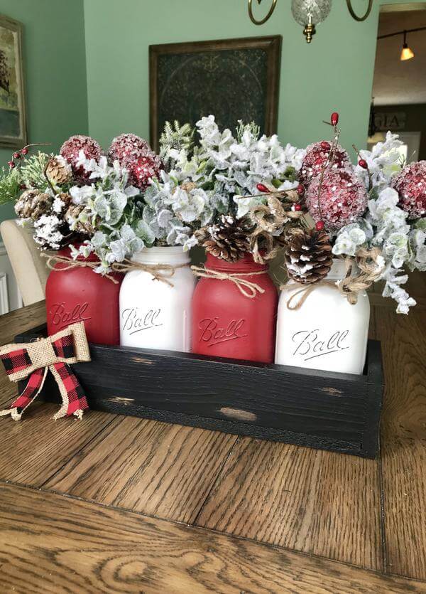 Red and White Winter Wonderland Centerpiece