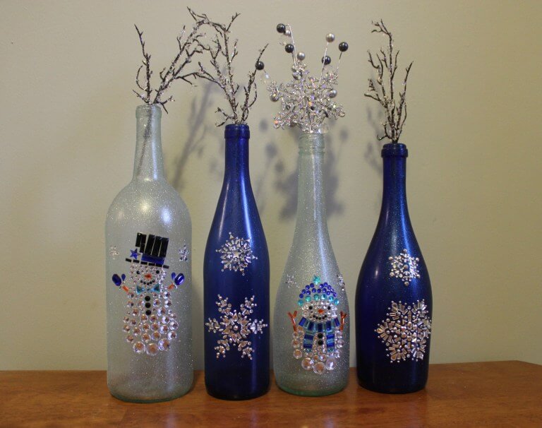 Winter Theme Snowman Wine Bottles