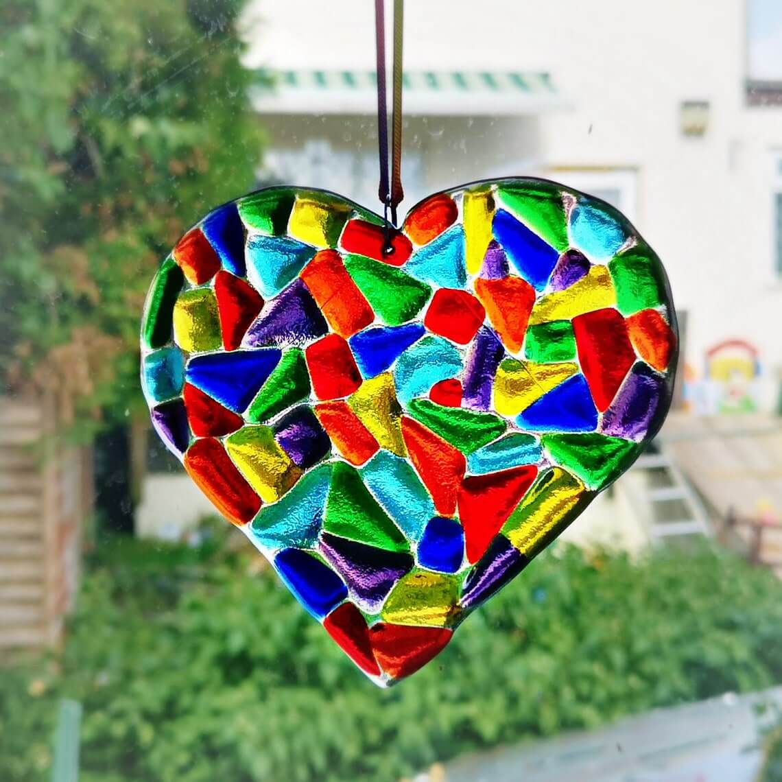 Hanging Rainbow Heart Suncatcher Decor