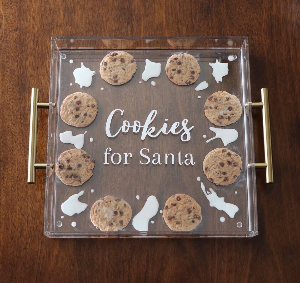 Clear Cookies For Santa Cute Serving Tray