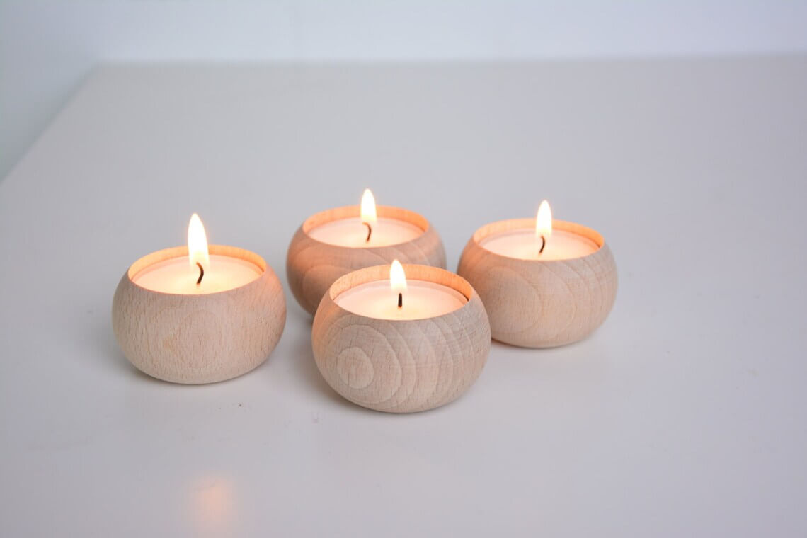 Simple Beech Wood Tealight Holder