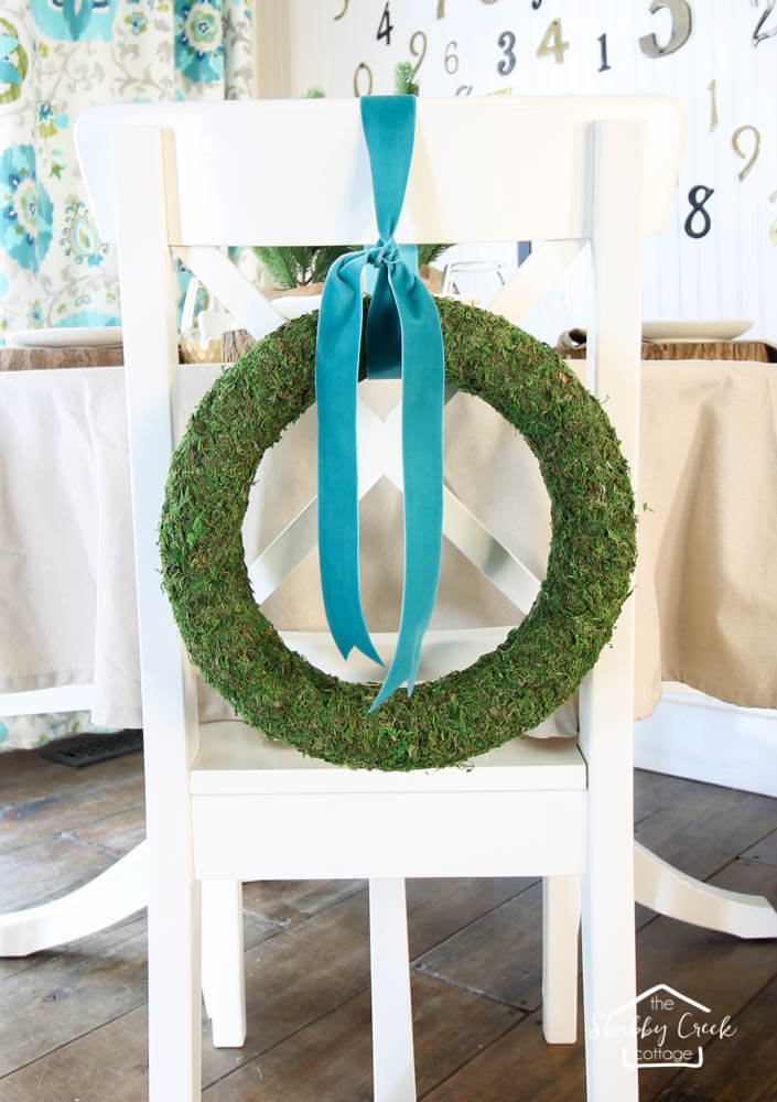 Round Ribbon and Moss Chair Decoration