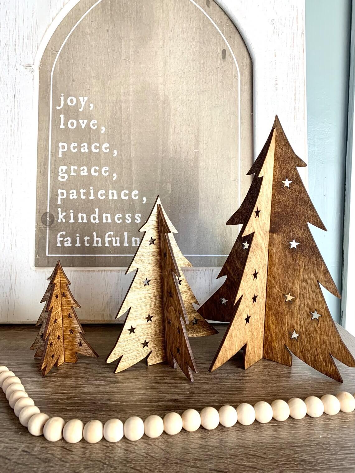 Wooden Neutral Color Christmas Trees