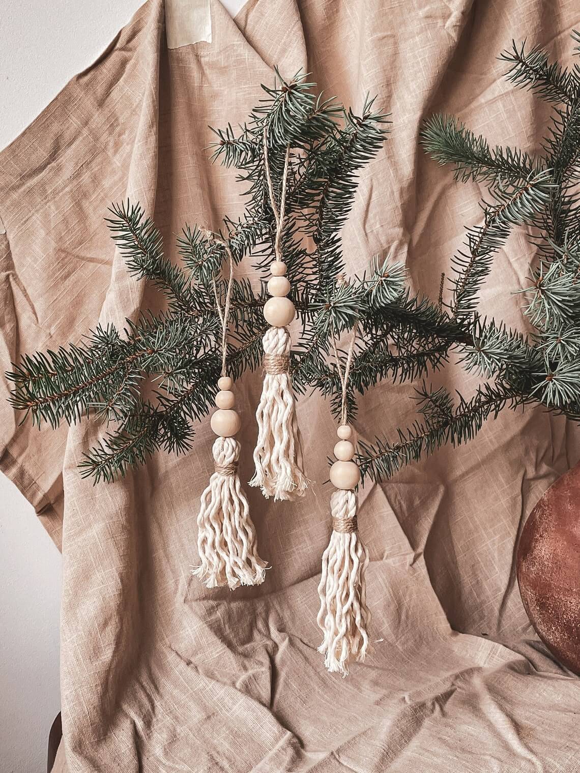 Neutral Color Tassel Christmas Ornaments