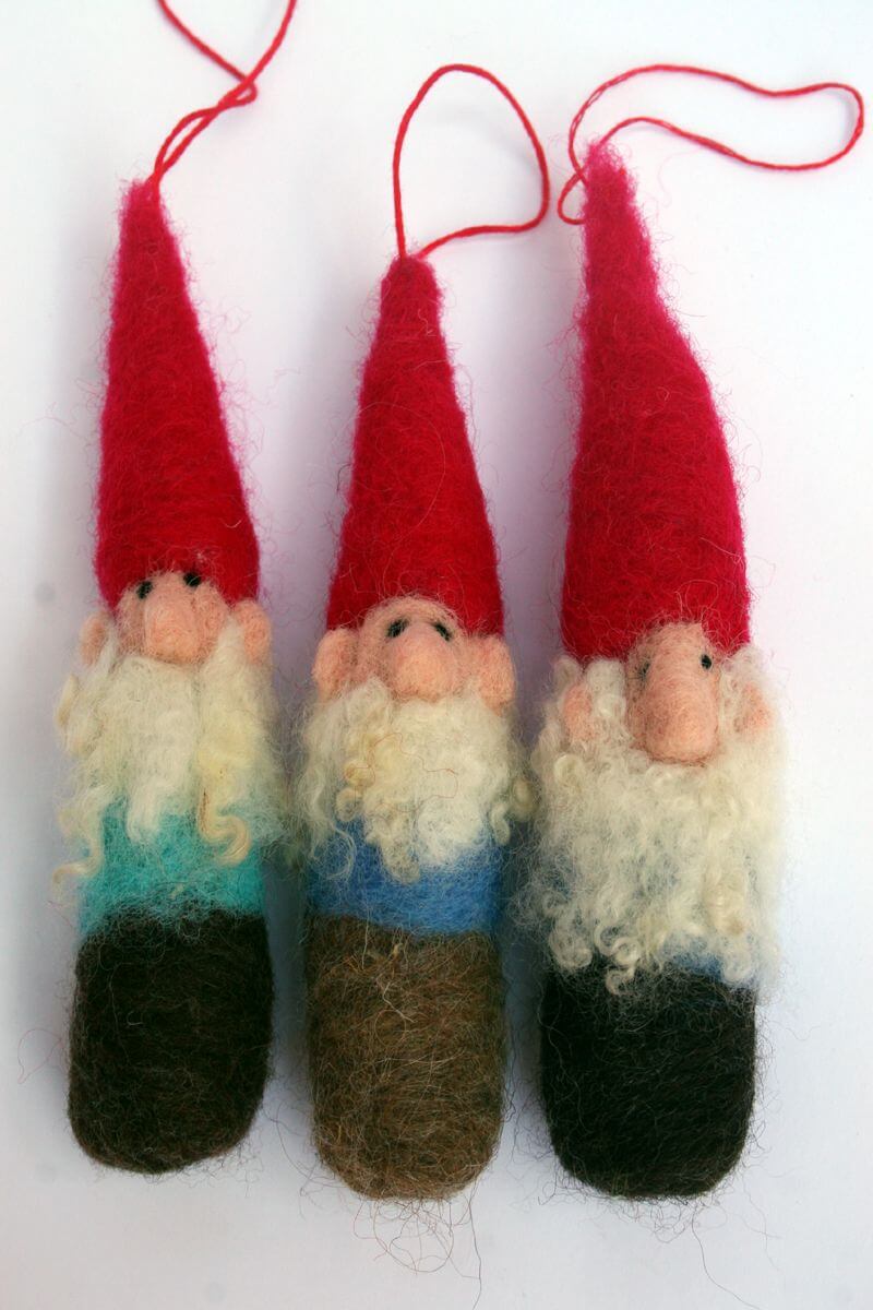 Imaginative Needle Felted Gnome Ornaments