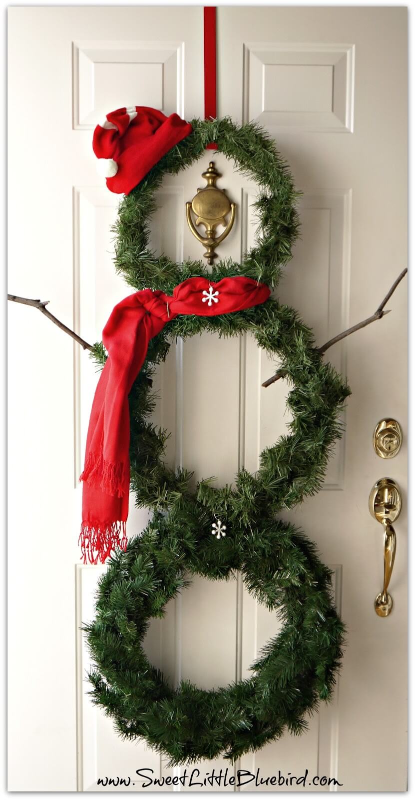 Greenery Wreath Snowman Door Decor