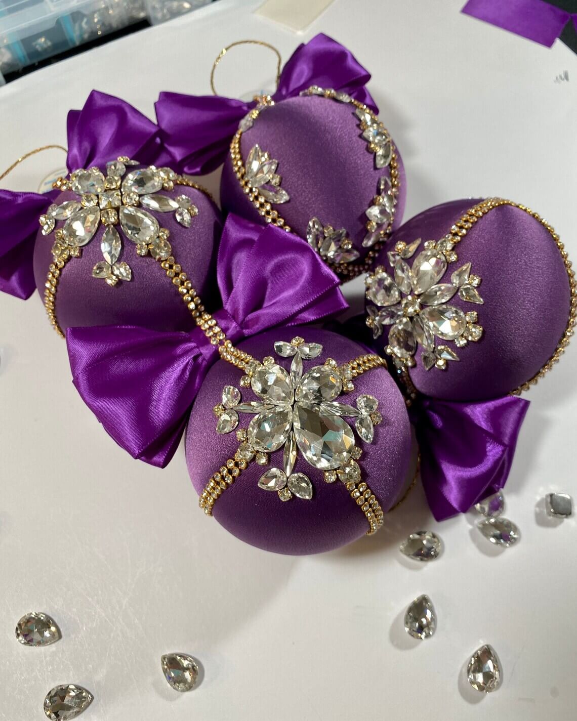 Rhinestone Purple Christmas Ornament Decorations