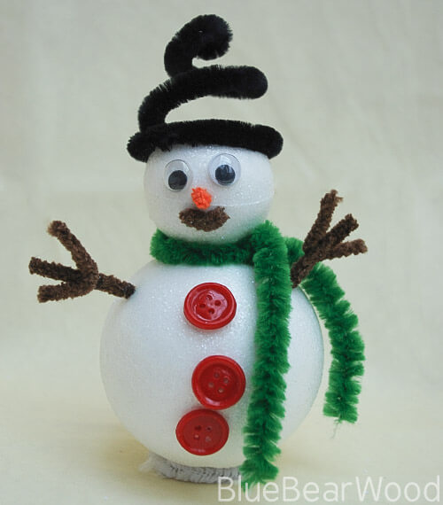 Simple Styrofoam Snowman Craft Idea