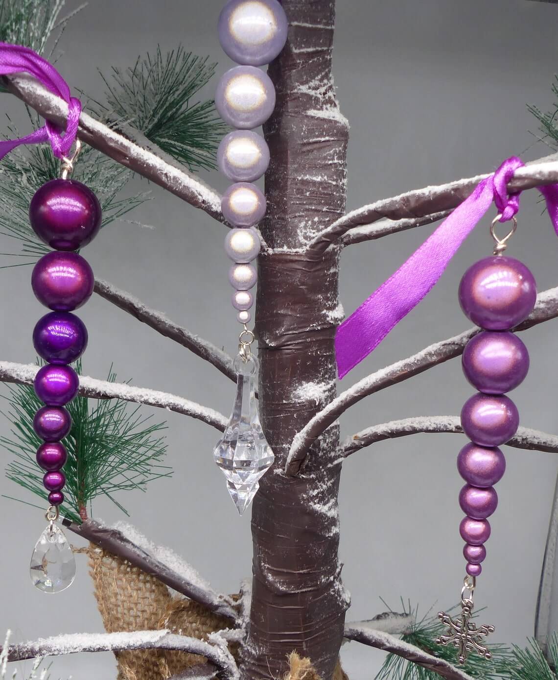 Purple Miracle Bead Icicle Tree Ornament