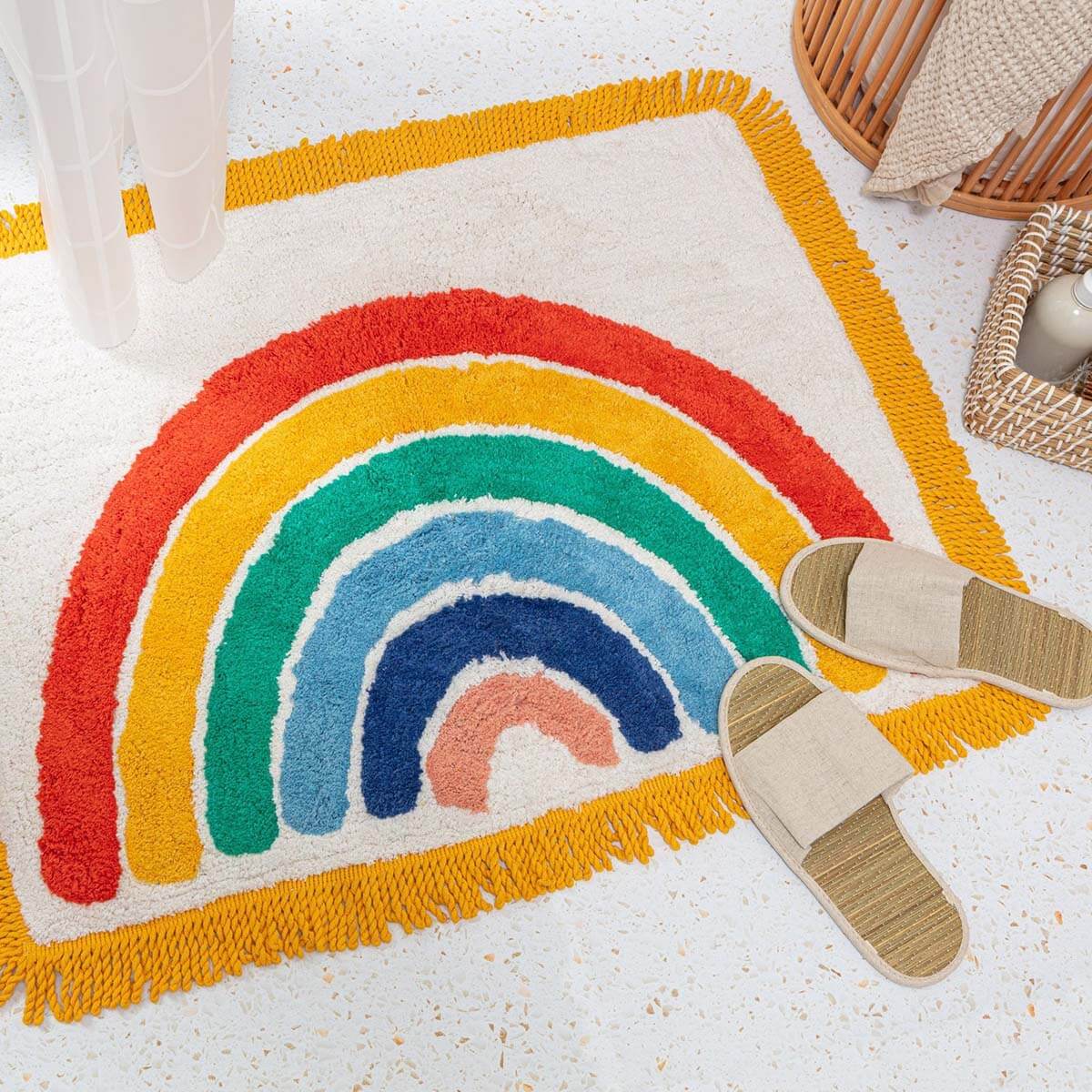 Happy Little and Soft Rainbow Bath Mat