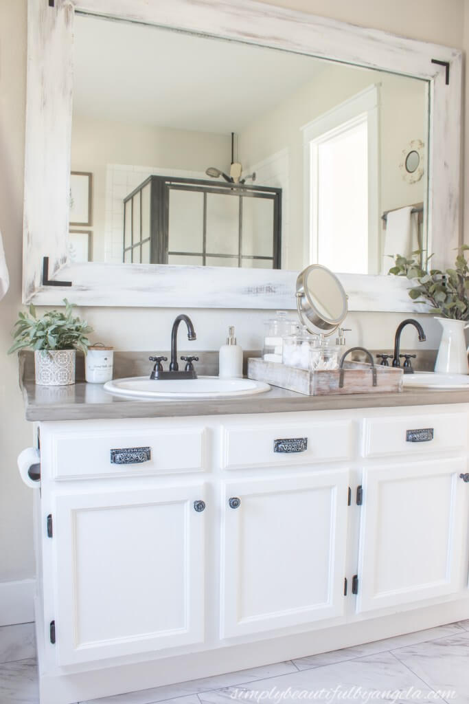 Farmhouse White and Grey Bathroom Vanity