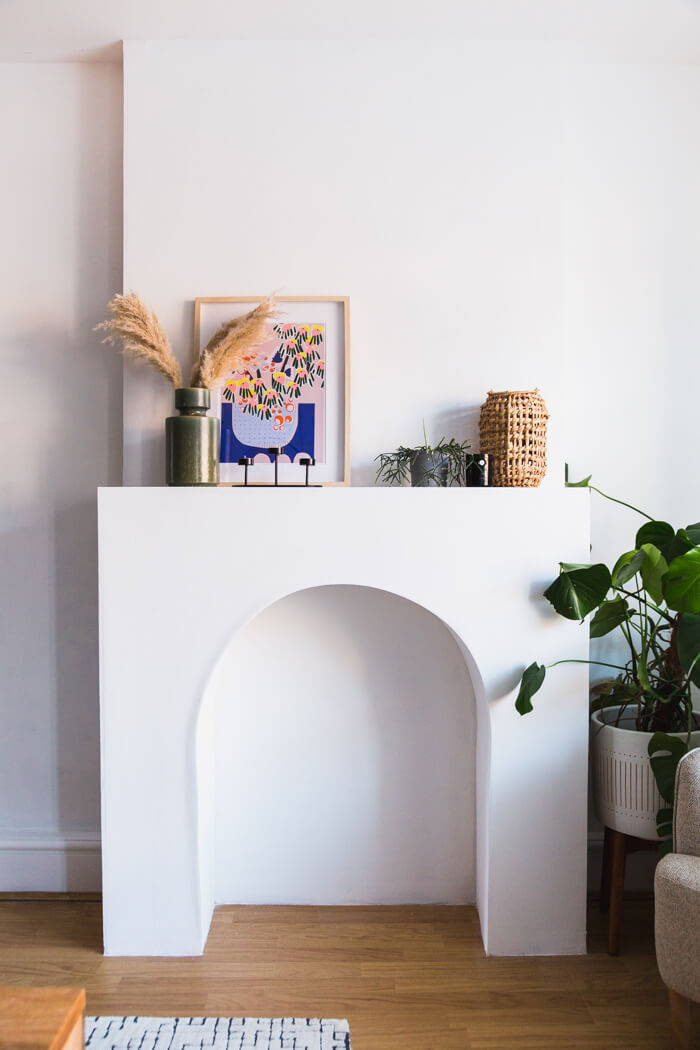 White Arched Modern Fake Fireplace