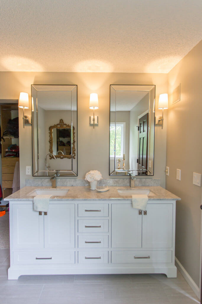 Double Vanity White and Grey Bathroom Decor