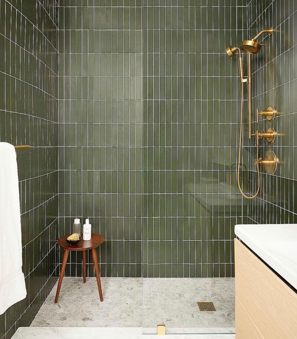 Gold Accents with Olive Green Tile