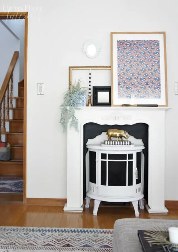 Pretty Faux Fireplace with Space Heater