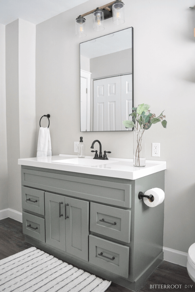 Shaker-Style Gray and White Vanity Makeover