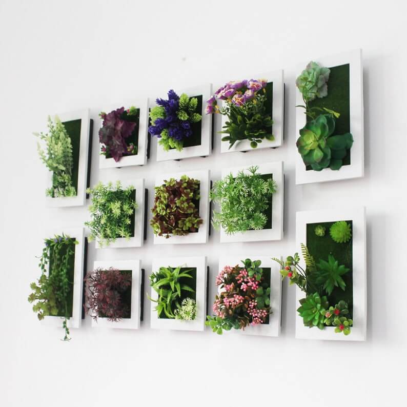 Faux Plant Wall Decor In Frames Homebnc - Artificial Leaves Decoration Ideas