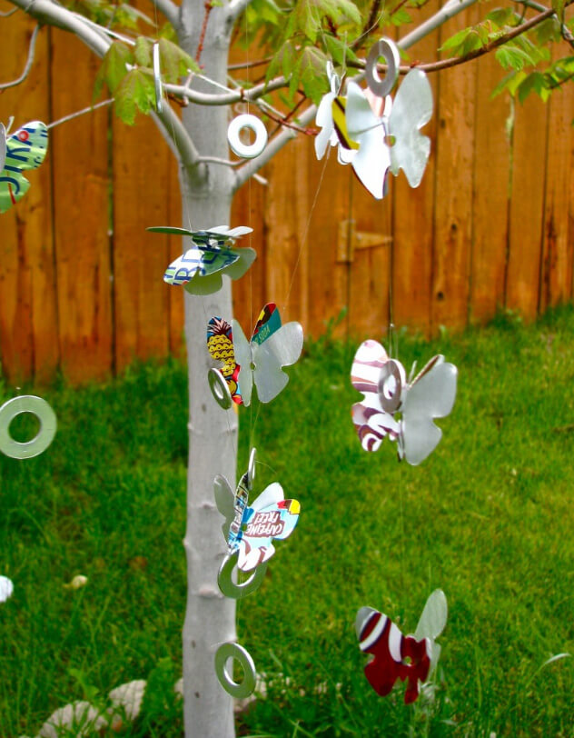 Recycled Aluminum Can Butterfly Wind Chimes