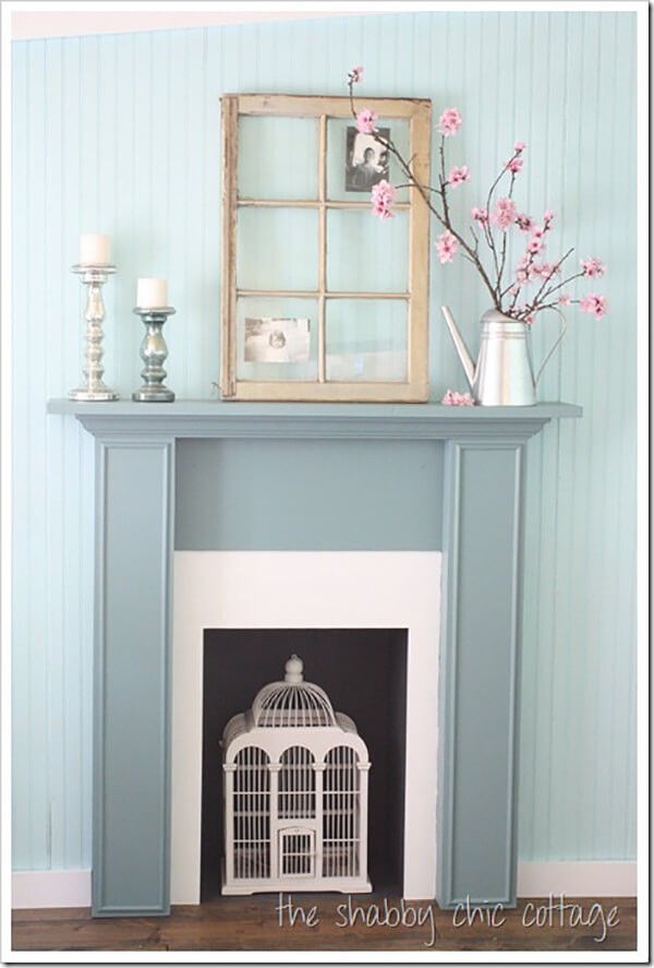 Shabby Chic Birdcage Insert Faux Fireplace