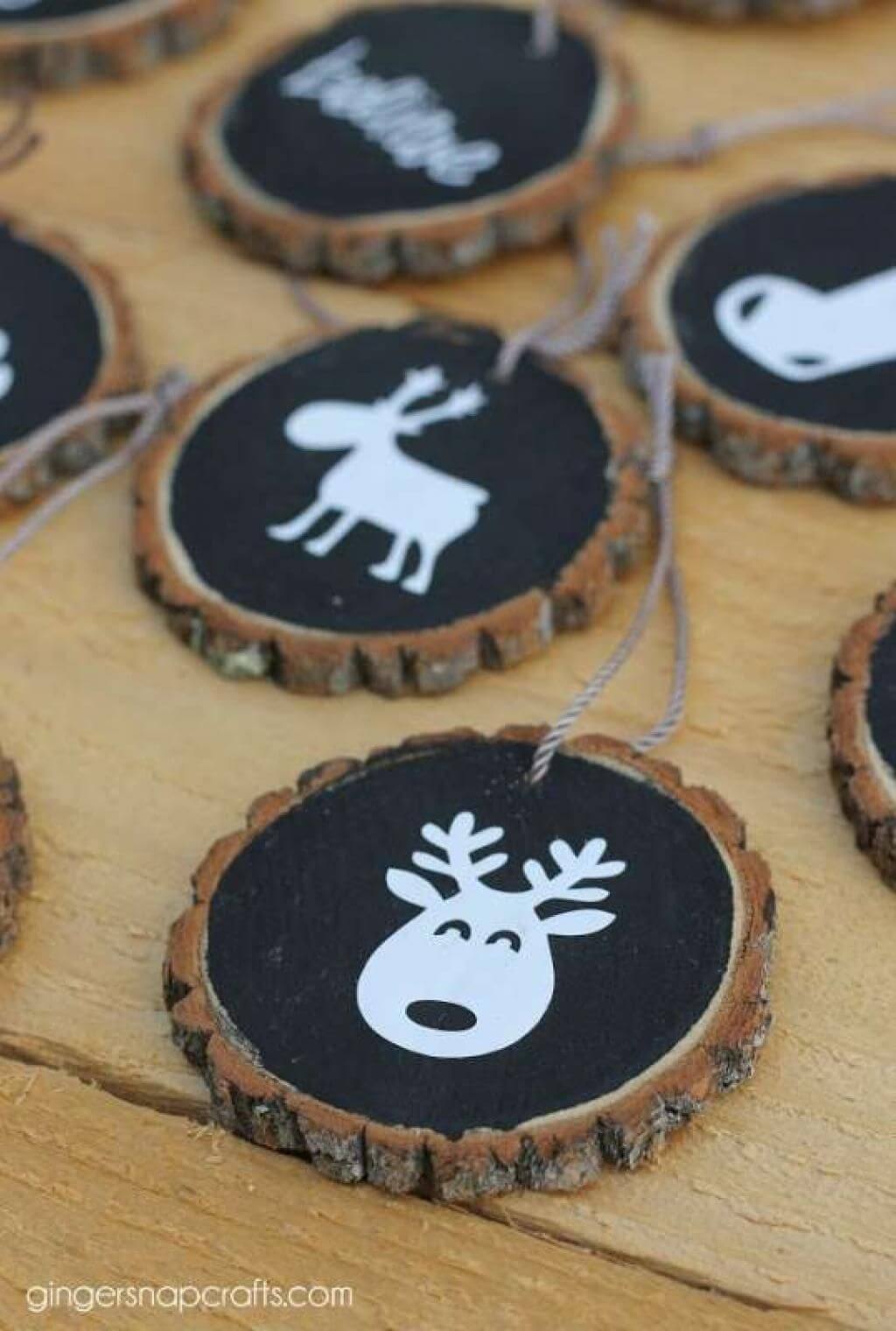Painted Wood Slice Holiday Ornaments