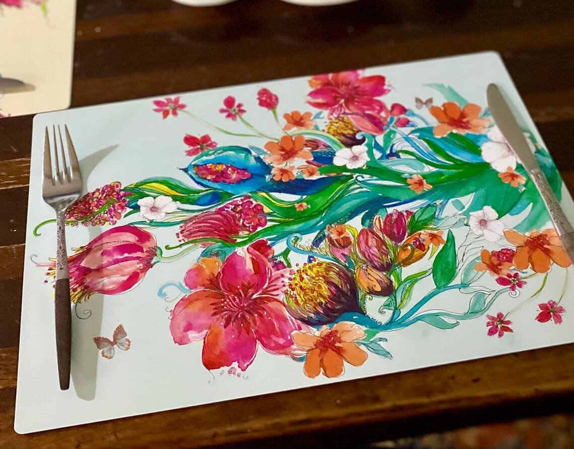 Floral Watercolor Artistic Placemat Designs