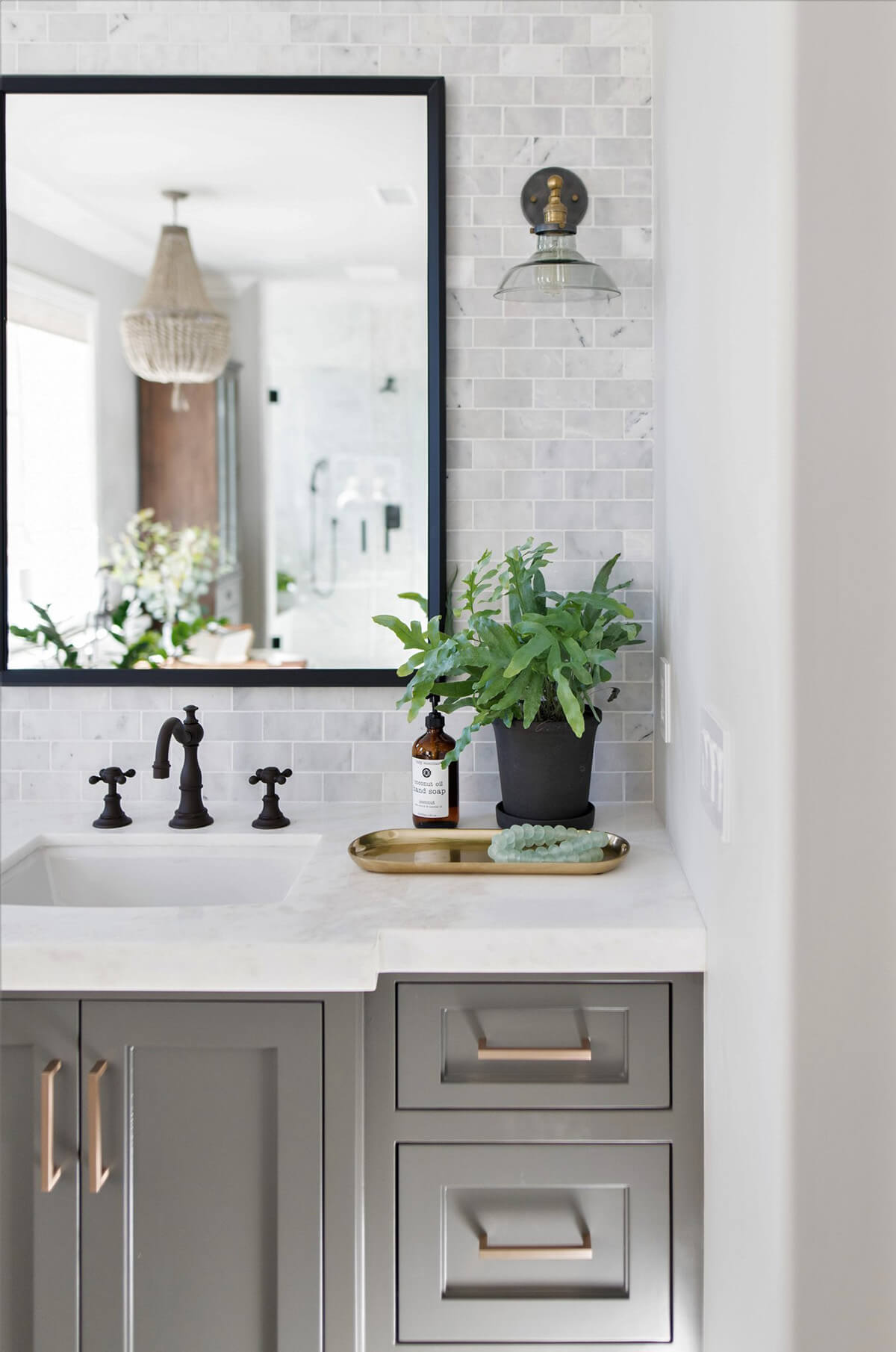 gray and white bathroom decor