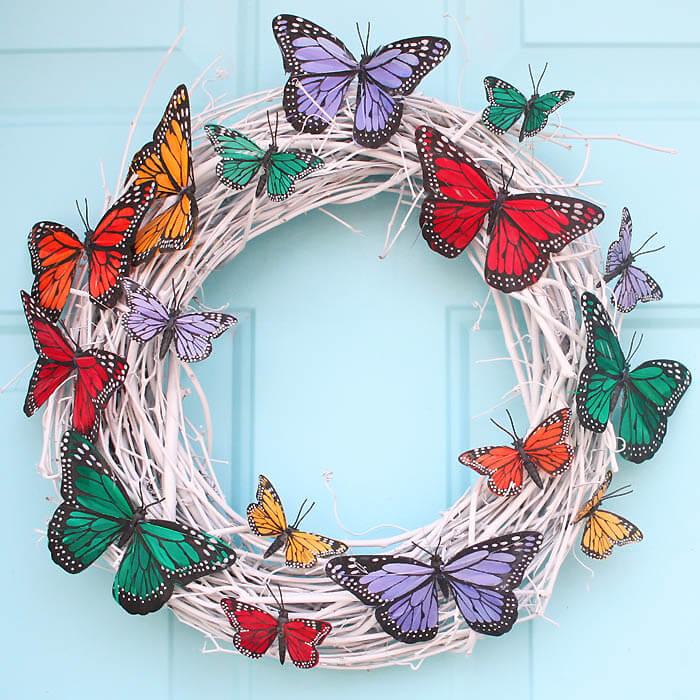 15-Minute Multicolor Monarch Butterfly Springtime Wreath