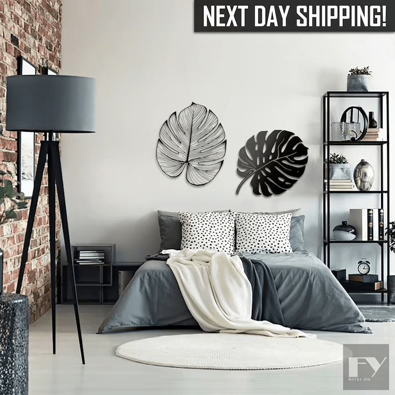 Monstera Black Metal Leaf Decor