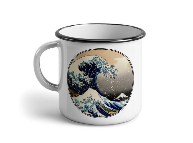The Great Wave Japanese Enamel Coffee Mug