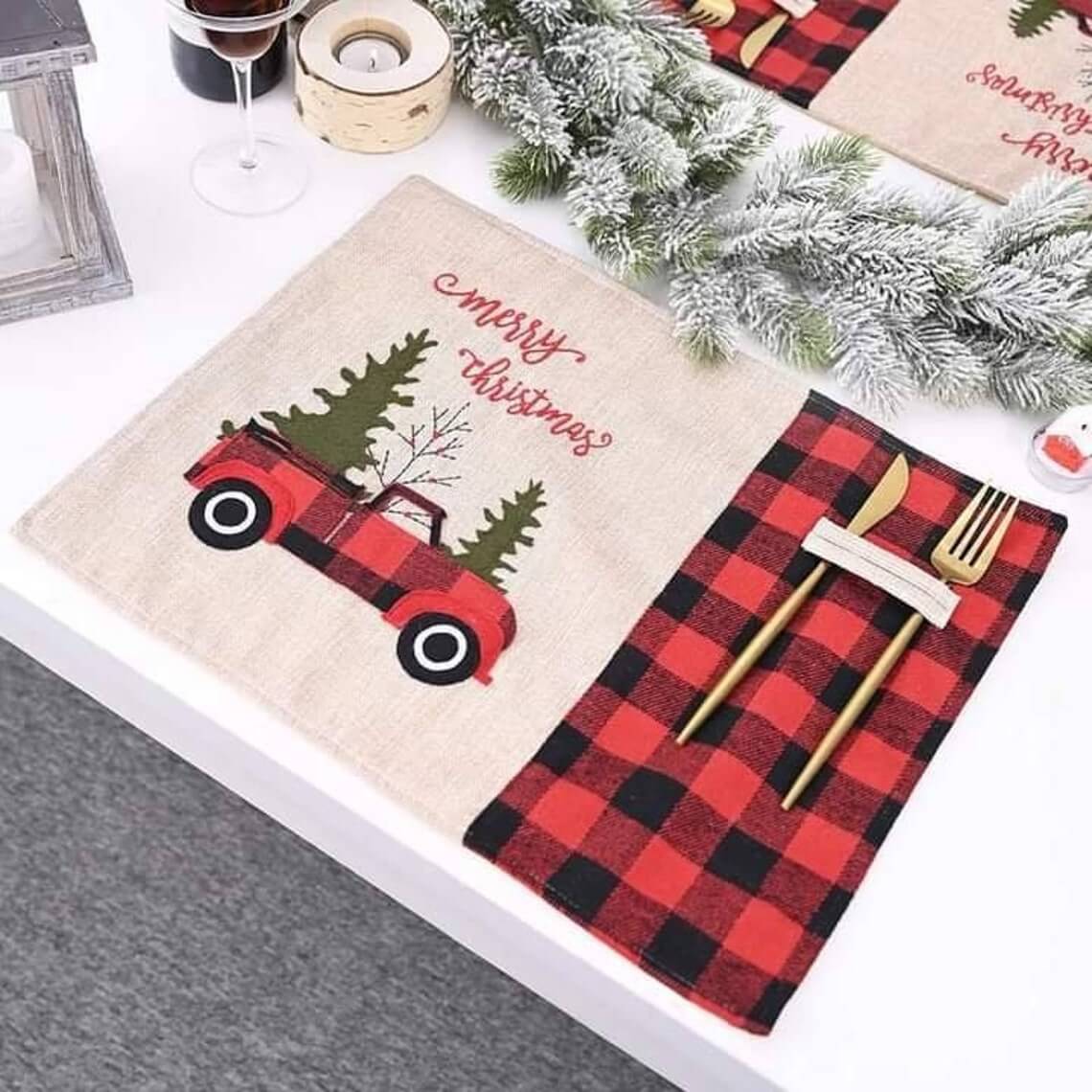 Holiday Themed Buffalo Plaid Placemats