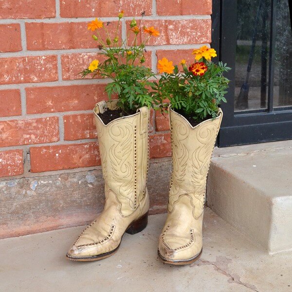 Shabby Chic Upcycled Boot Planter