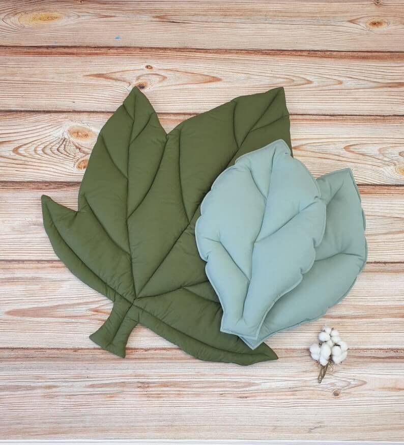Serene and Green Leaf Cushion for Baby